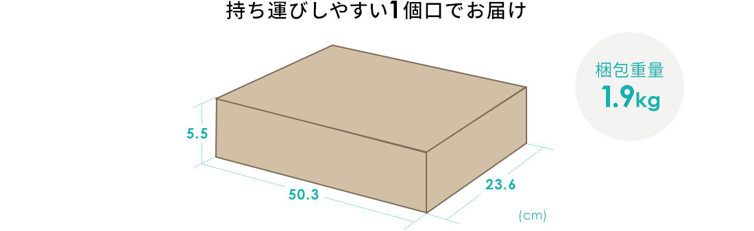 持ち運びしやすい1個口でお届け 約1.9kg