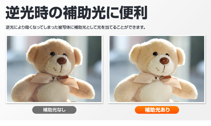 逆光時の補助光に便利