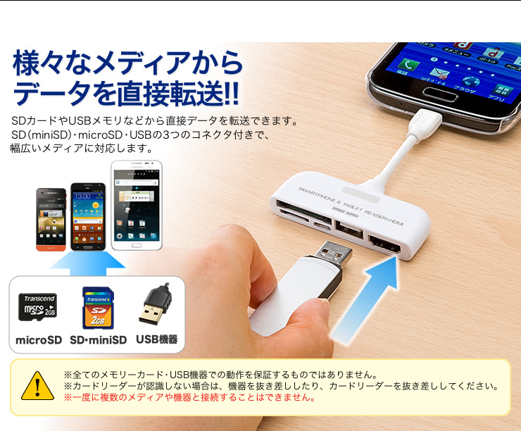 様々なメディアからデータを直接転送