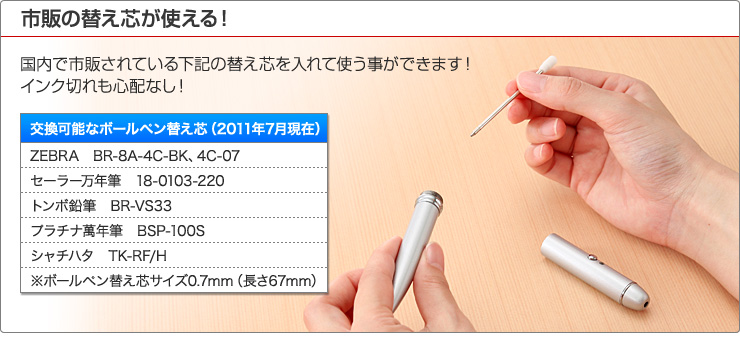 市販の替え芯が使える！