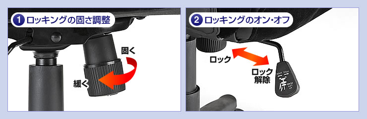 ロッキングの固さ調整　ロッキングのオン・オフ