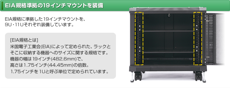 EIA規格準拠の19インチマウントを装備