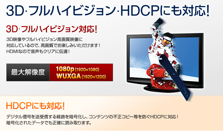 3S・フルハイビジョン・HDCPにも対応！