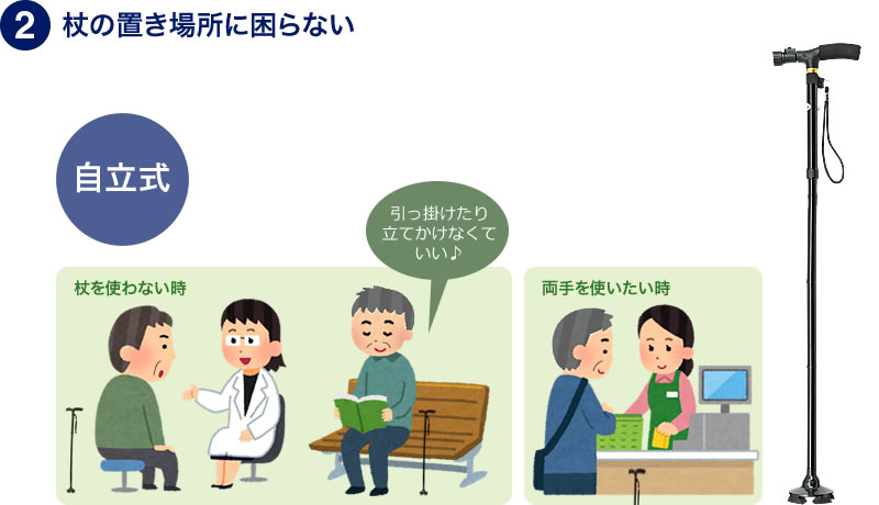 杖の置き場所に困らない