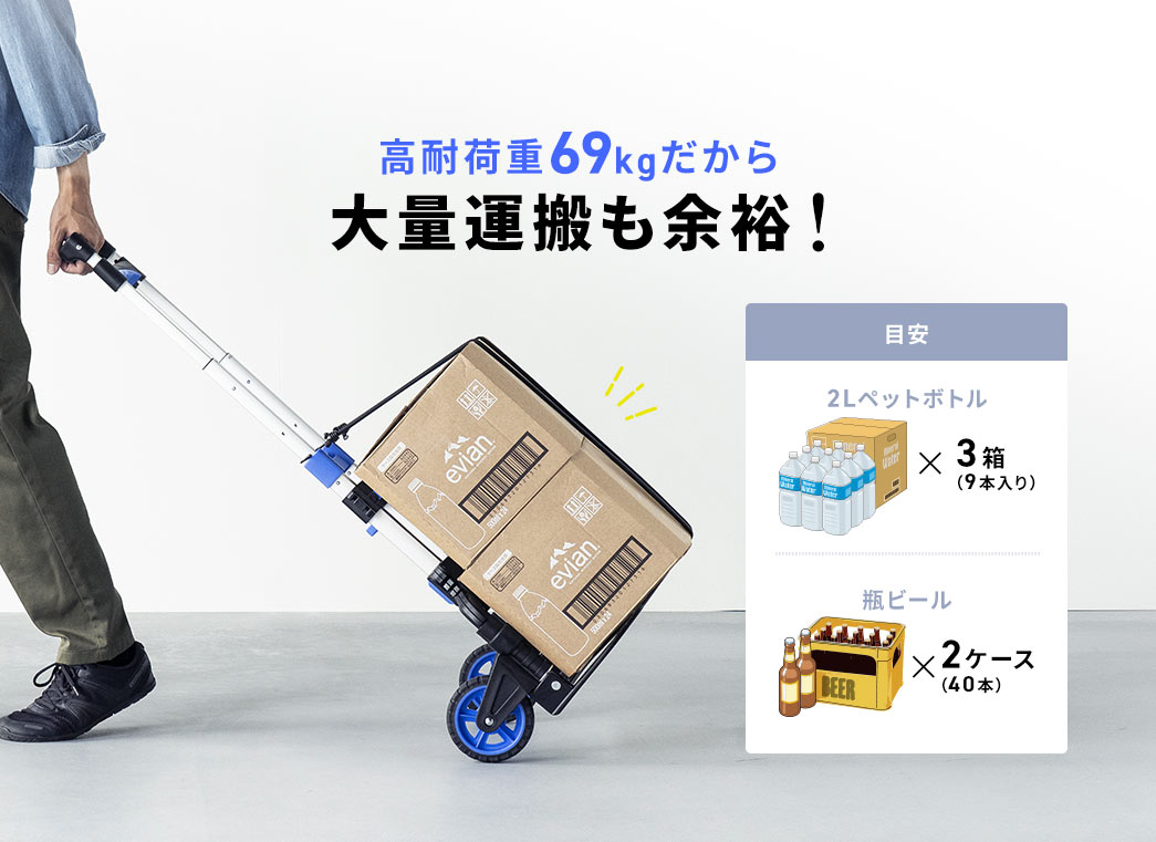 高耐荷重69kgだから 水の大量運搬も余裕!