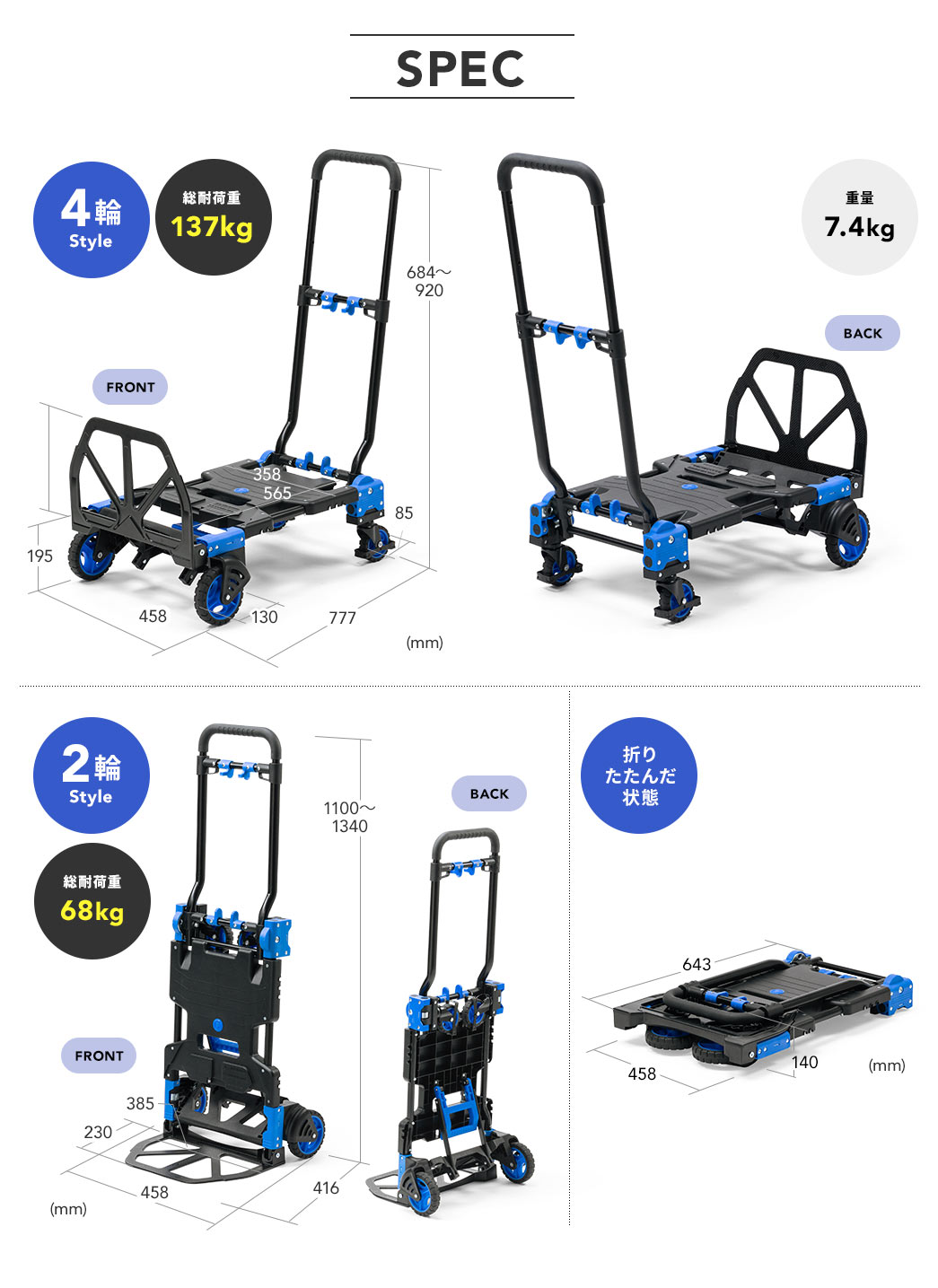 SPEC 重量 7.4kg