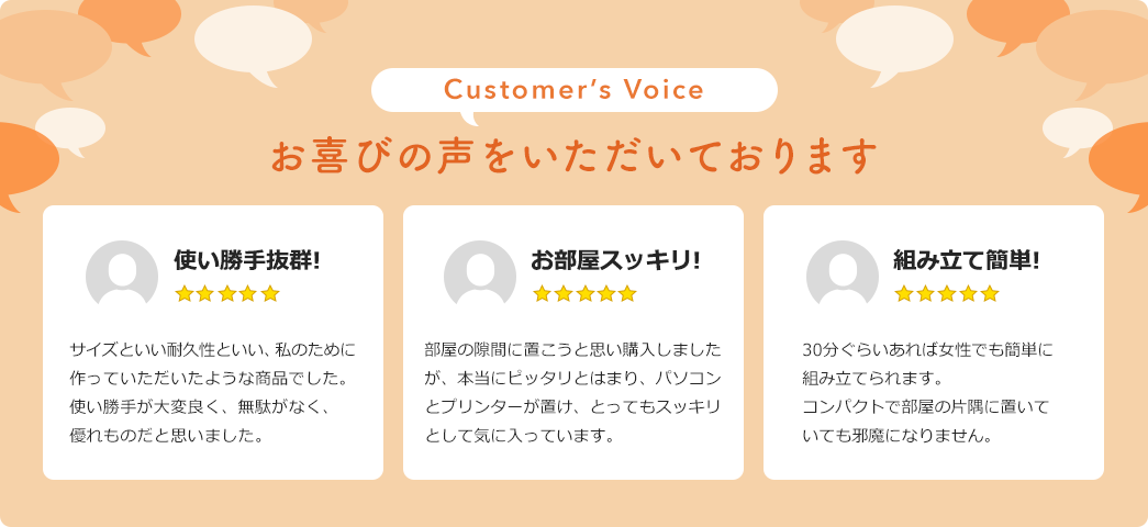 お喜びの声をいただいております