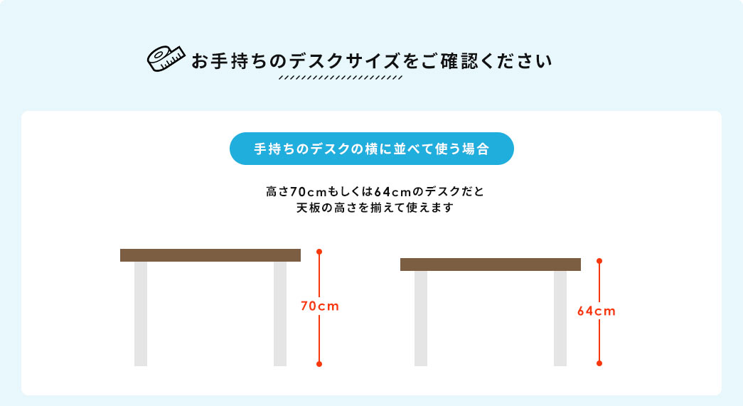 お手持ちのデスクサイズをご確認ください