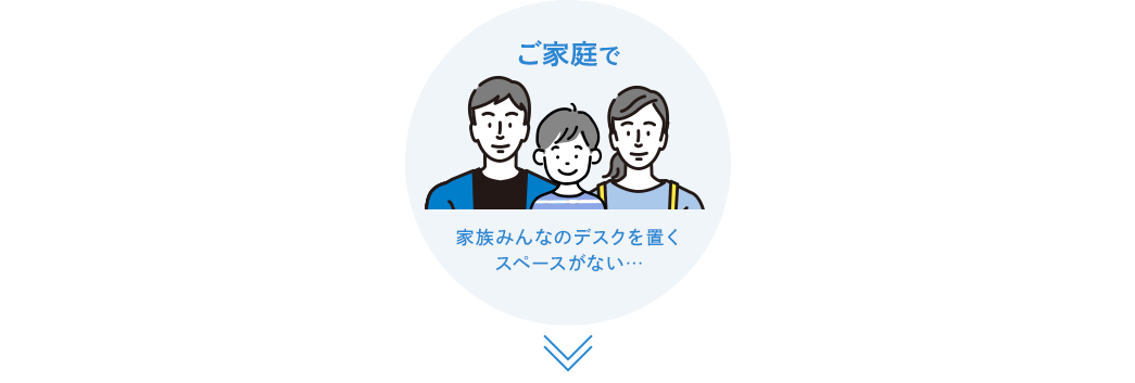ご家庭で。家族みんなのデスクを置くスペースがない…