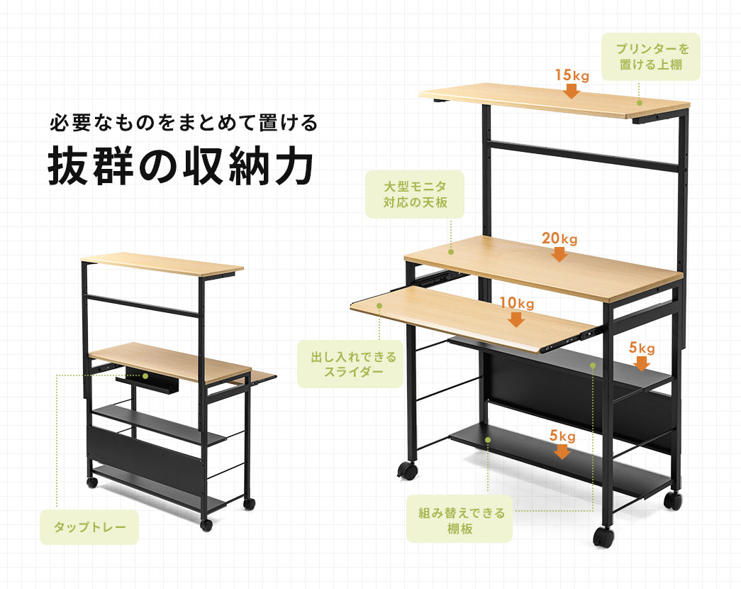 必要なものをまとめて置ける抜群の収納力