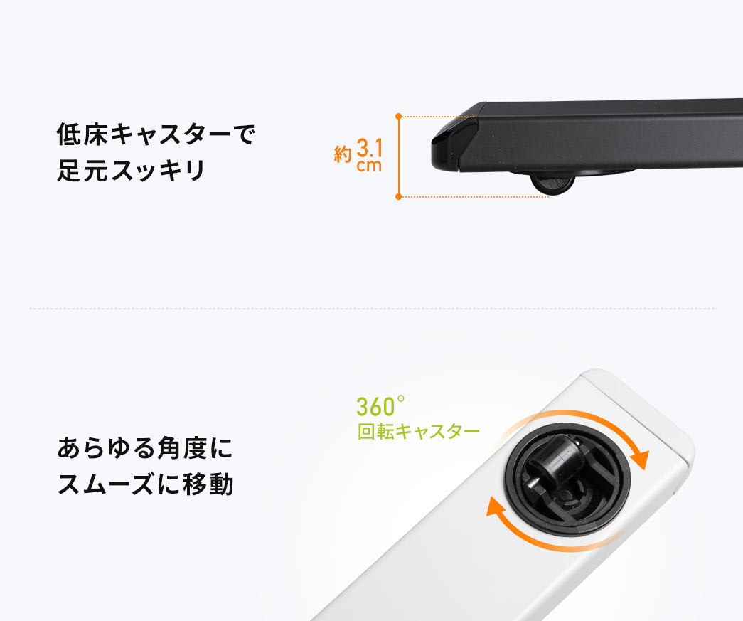 低床キャスターで足元スッキリ