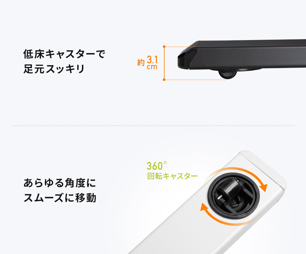 低床キャスターで足元スッキリ