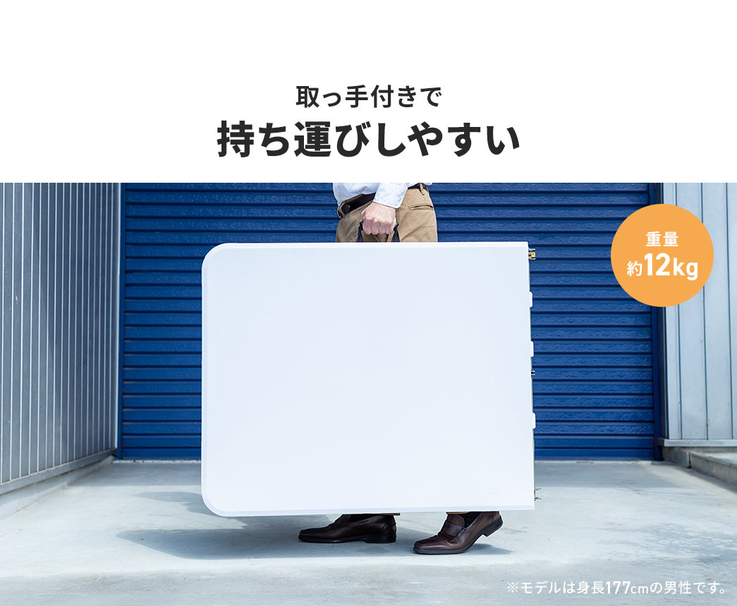 重量約12kgで、取っ手付きで持ち運びしやすいです。