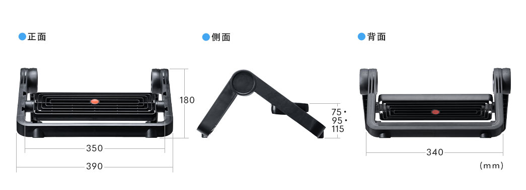 正面、側面、背面