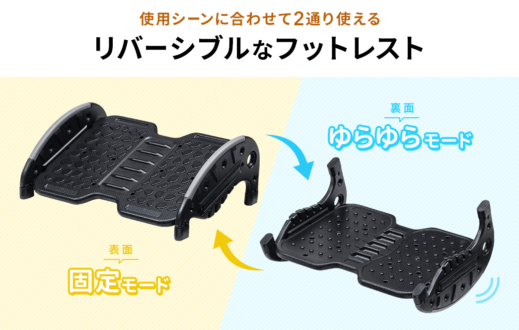 使用シーンに合わせて2通り使える リバーシブルなフットレスト