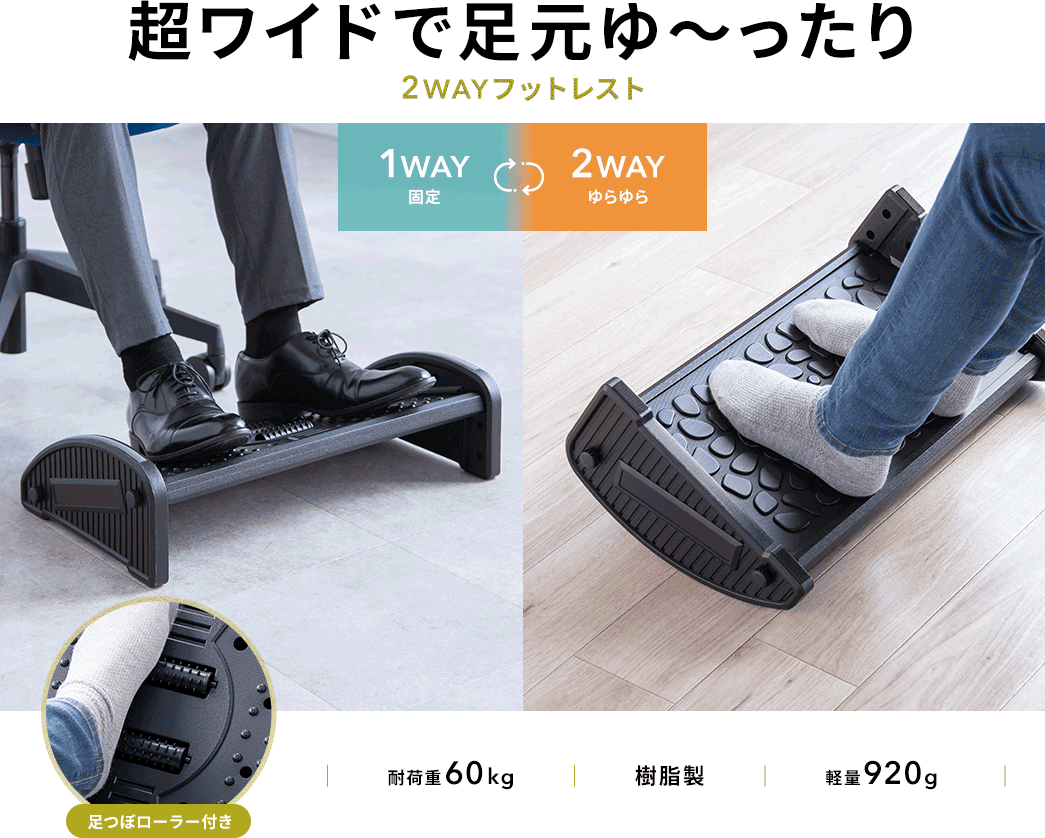 超ワイドで足元ゆ～ったり2WAYフットレスト