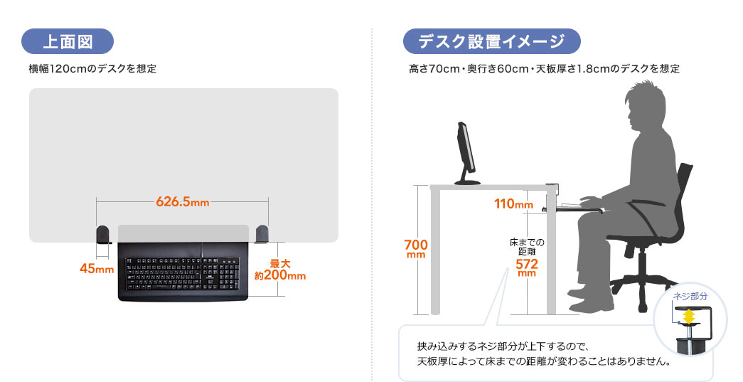 上面図 デスク設置イメージ