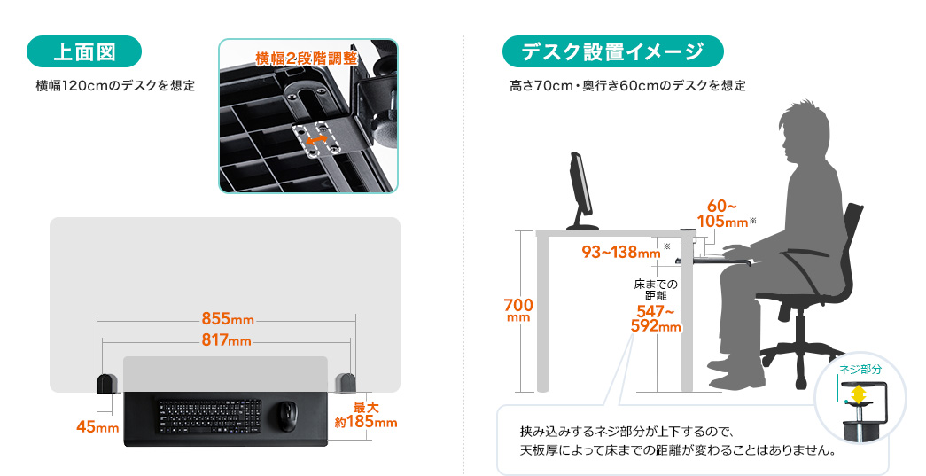 上面図 デスク設置イメージ