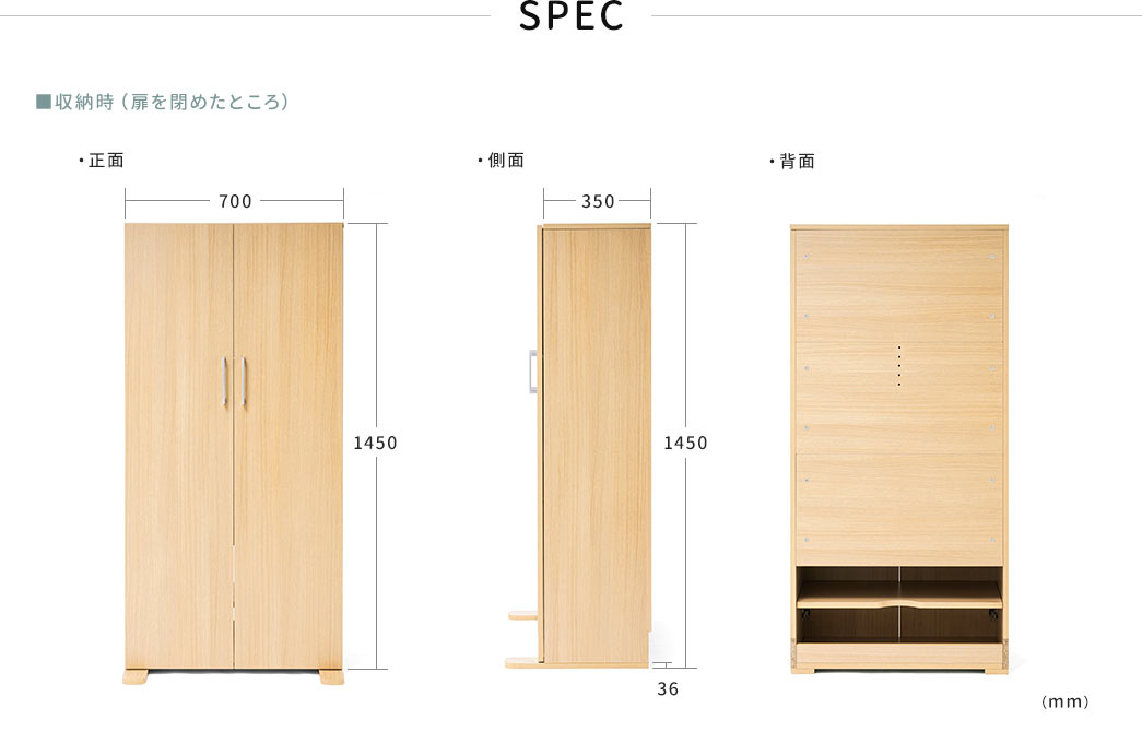 SPEC 収納時（扉を閉めたところ）