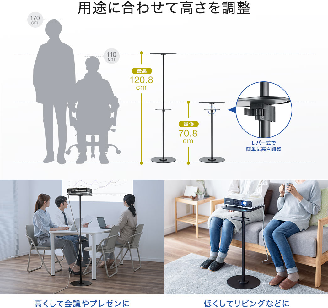 用途に合わせて高さを調整