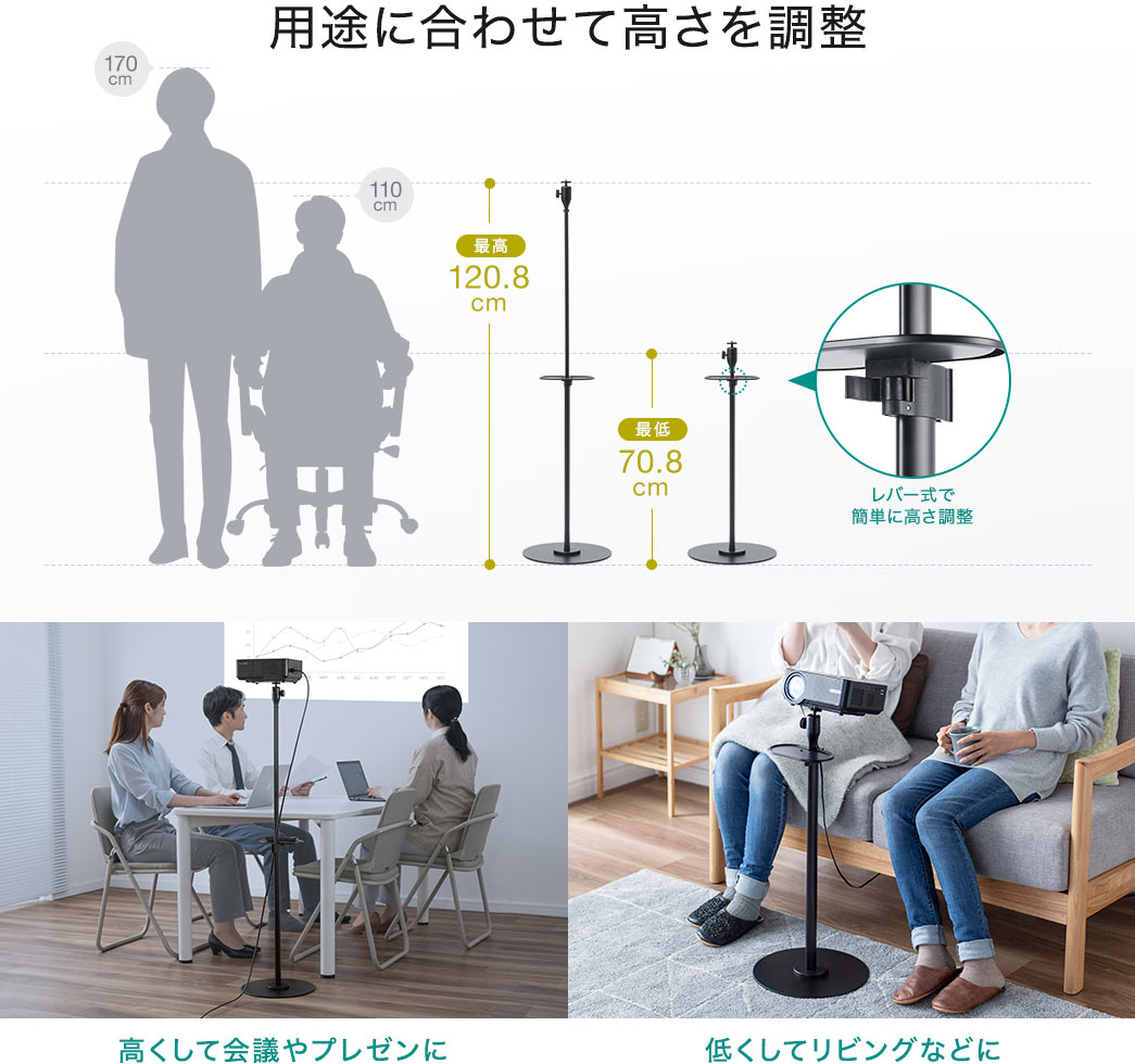 用途に合わせて高さを調整