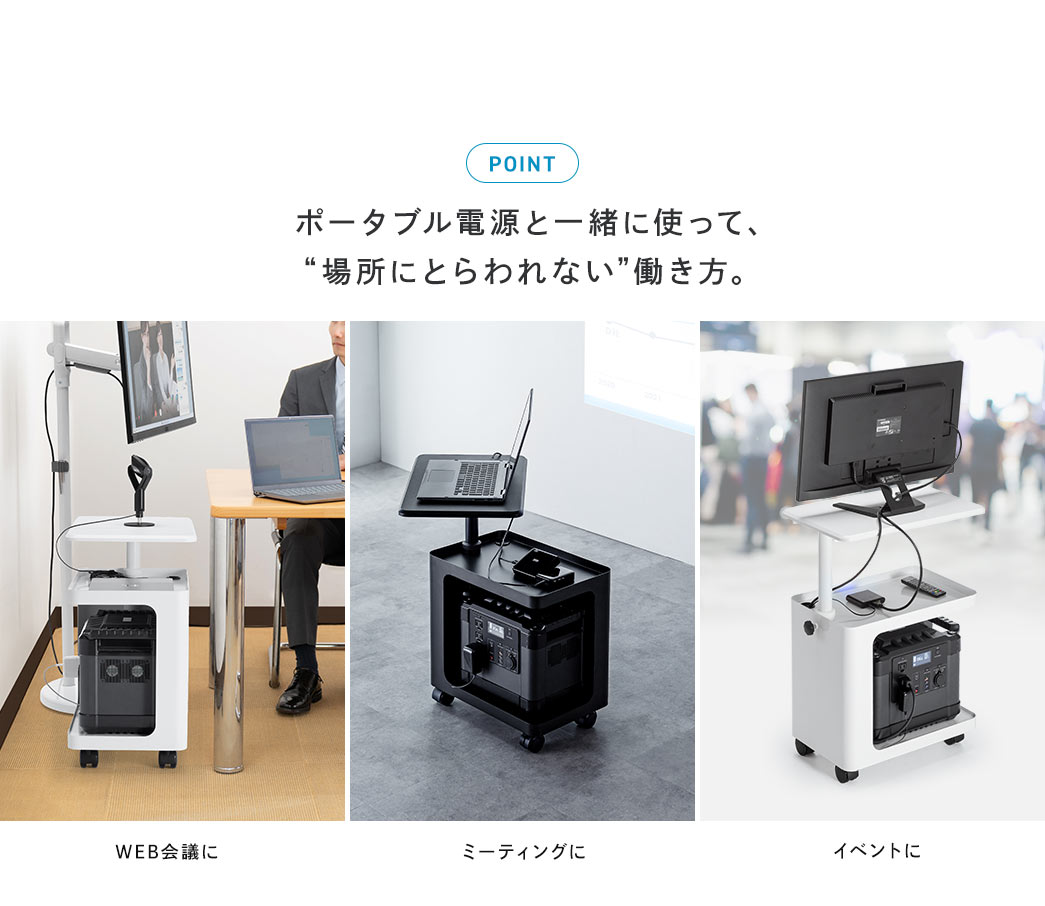 ポータブル電源と一緒に使って、”場所にとらわれない”働き方