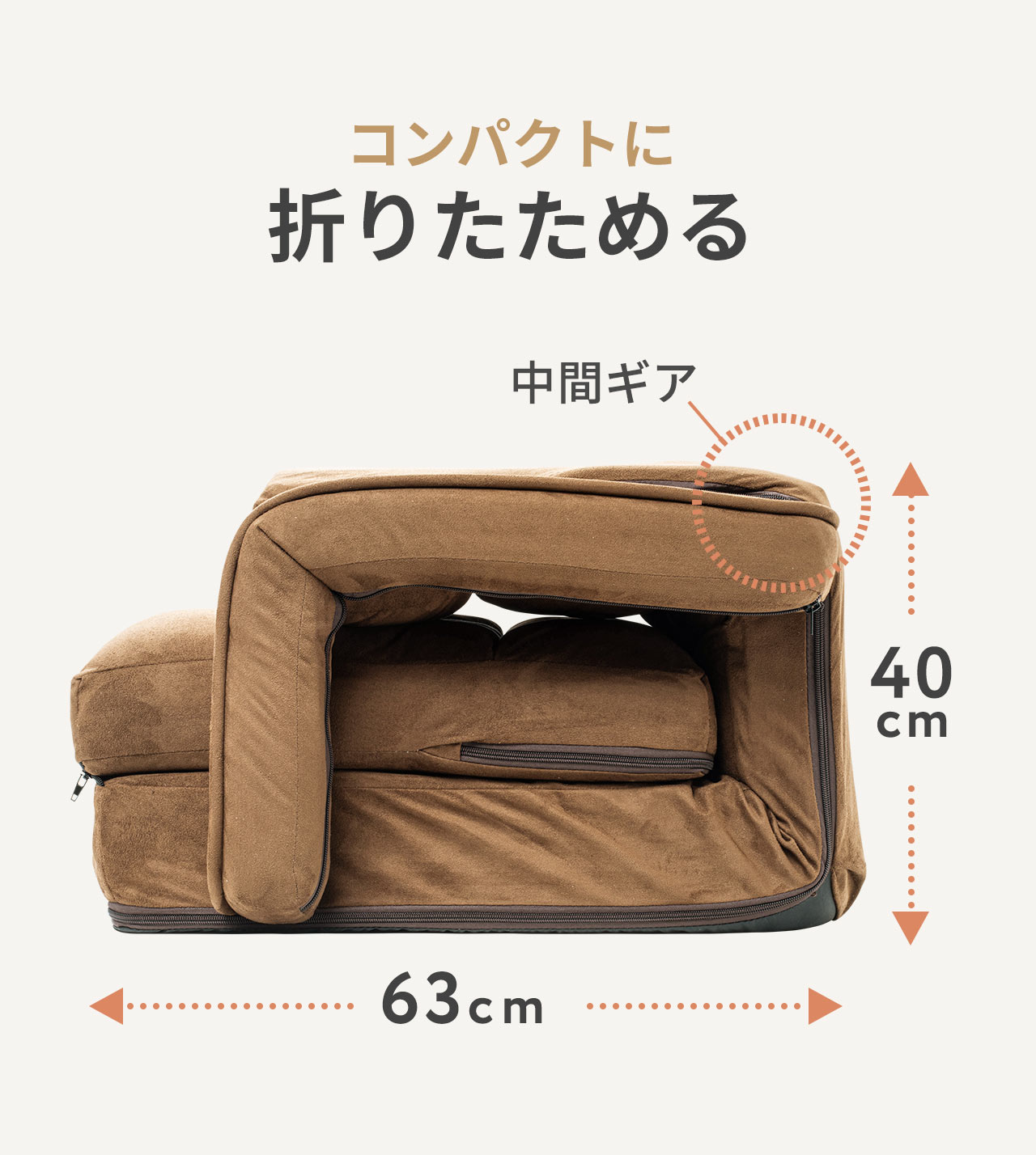 コンパクトに折りたためる