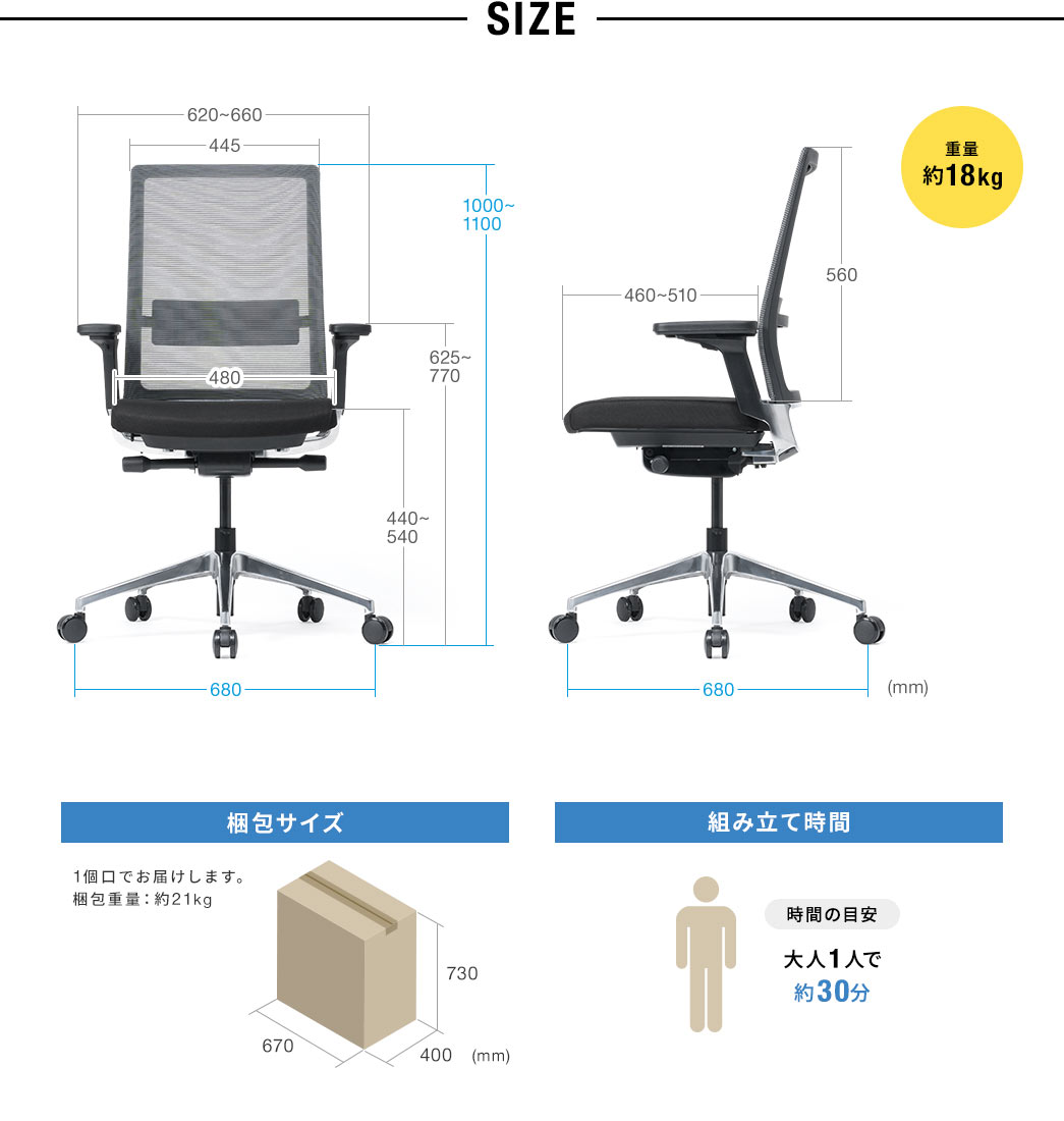 SIZE 重量約18kg