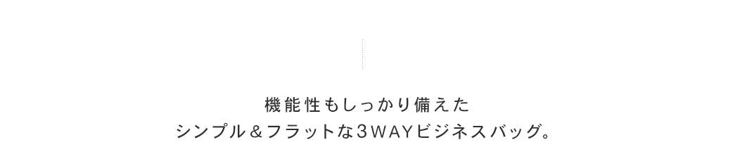 機能性もしっかり備えたシンプル＆フラットな3WAYビジネスバッグ。