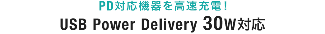 PD対応機器を高速充電! USB Power Delivery 30W対応