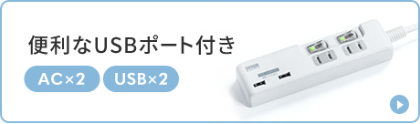 便利なUSBポート付き AC×2 USB×2