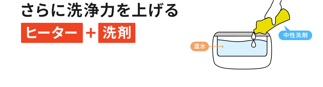 さらに洗浄力を上げるヒーター＋洗剤