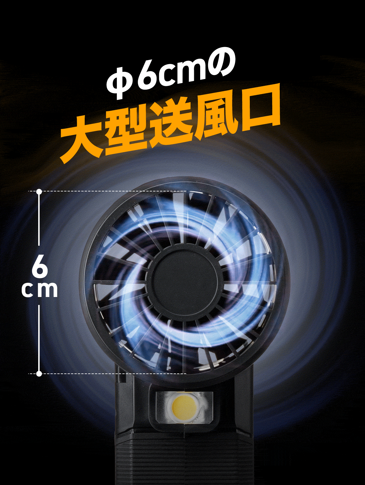 直径6cmの大型送風口。