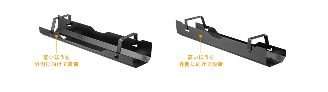 低い方を外側に向けて設置／高い方を外側に向けて設置