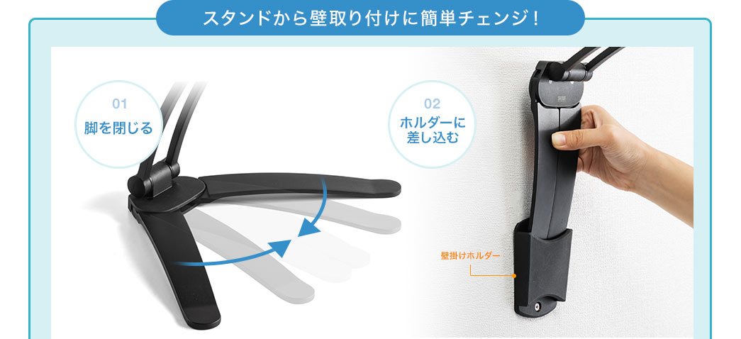 スタンドから壁取り付けに簡単チェンジ