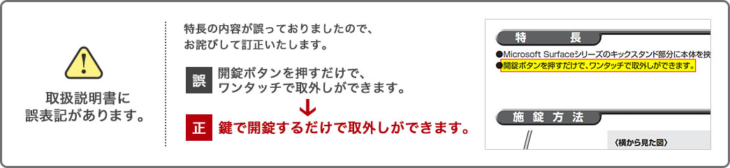 取扱説明書に誤表記があります。