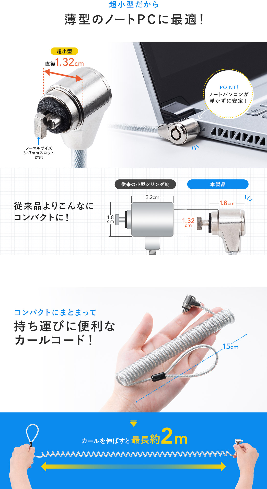 超小型だから薄型のノートPCに最適！