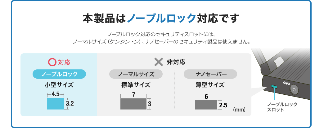 本製品はノーブルロック対応です