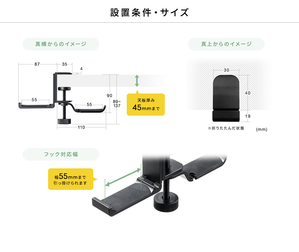 設置条件・サイズ