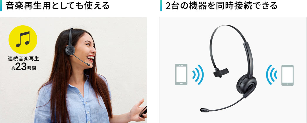 音楽再生用としても使える 2台の機器を同時接続できる