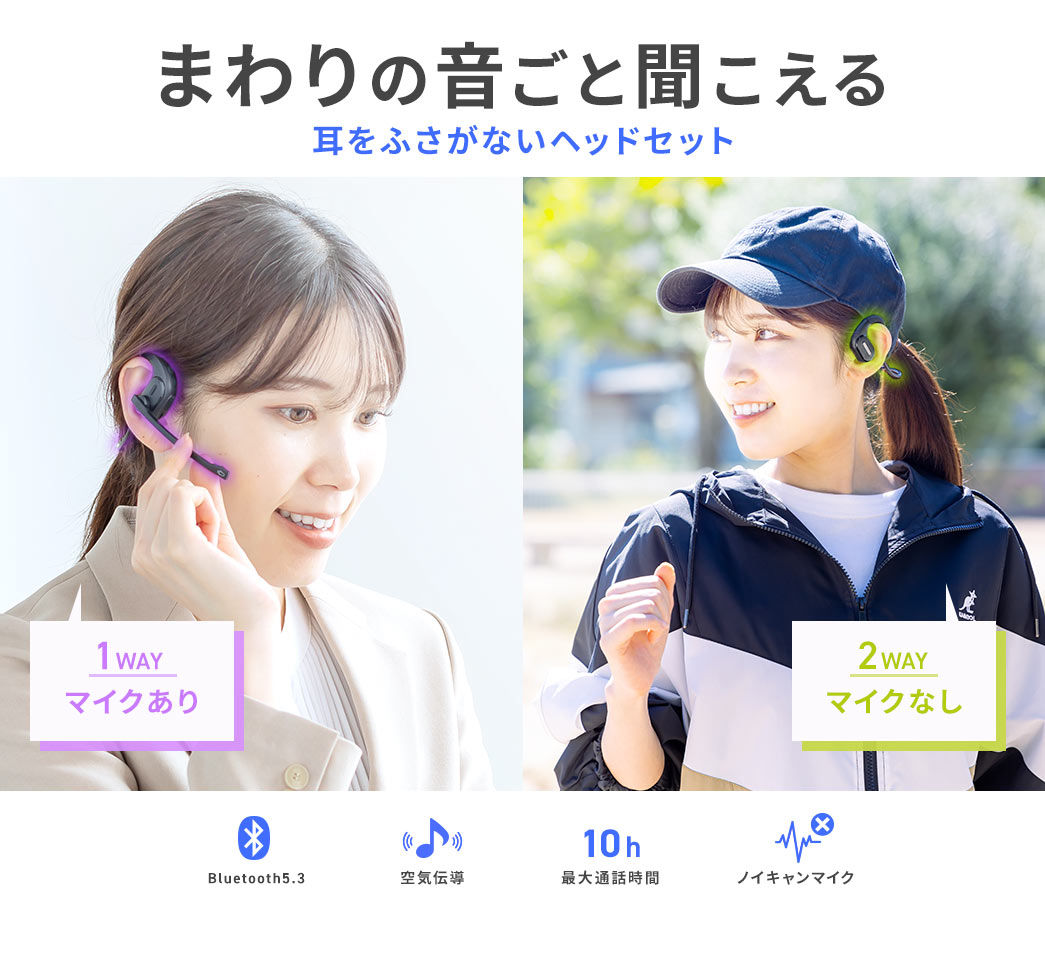 まわりの音ごと聞こえる 耳をふさがないヘッドセット