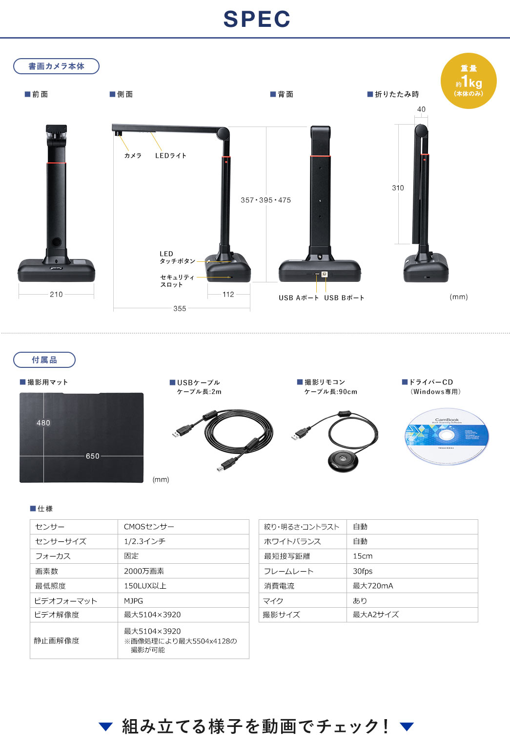 SPEC 重量約1kg