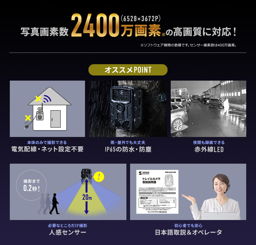 写真画素数2400万画素の高画質に対応！