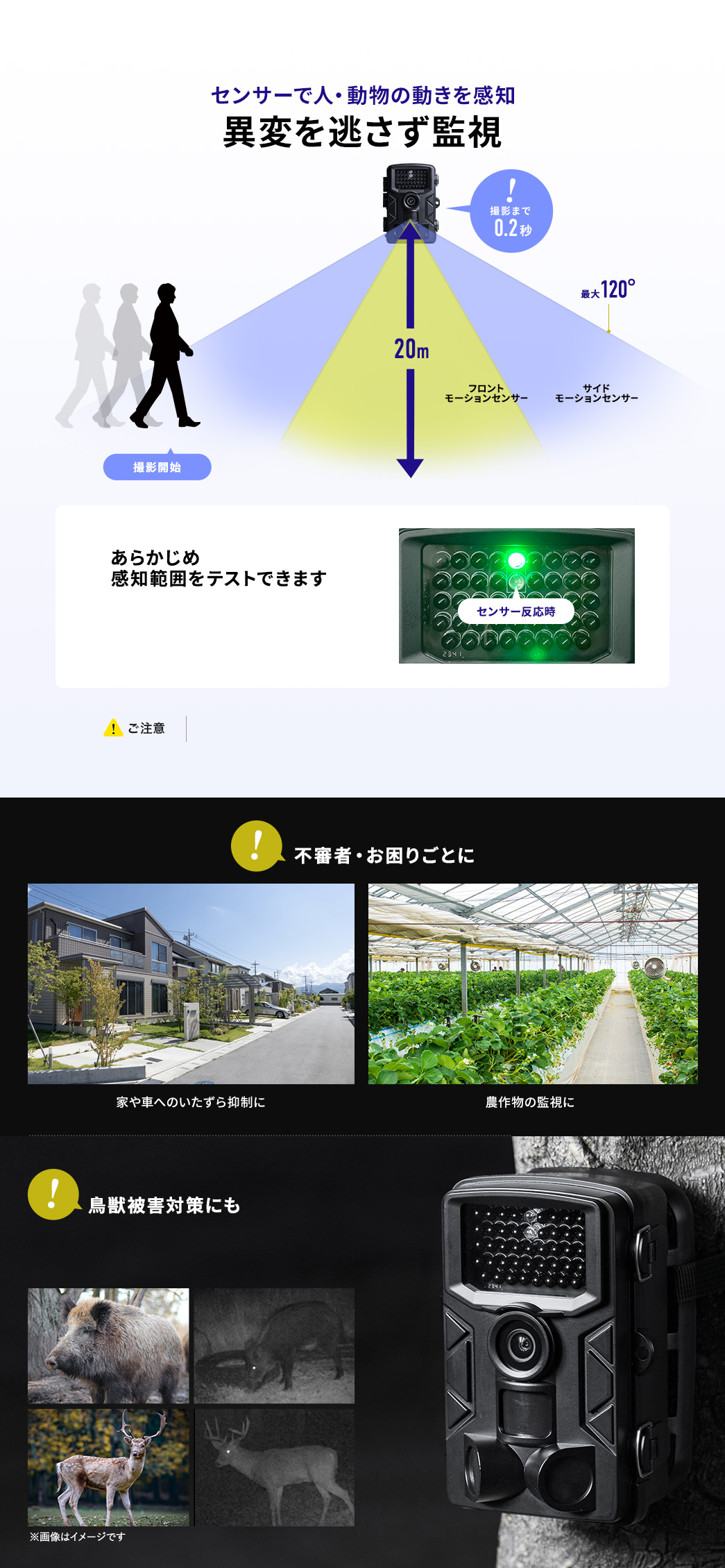 センサーで人・動物の動きを感知 異変を逃さず監視