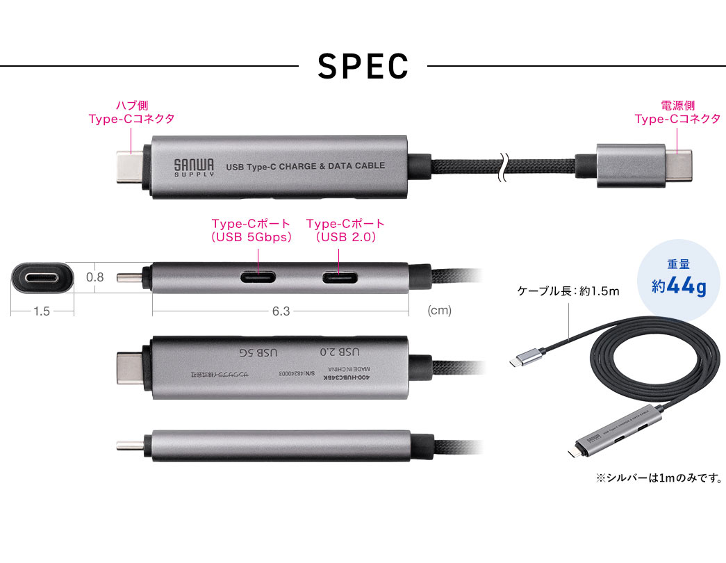 SPEC：重量約28g、ケーブル長1.5m