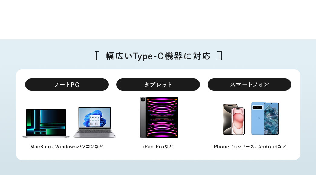 様々なType-C機器に対応