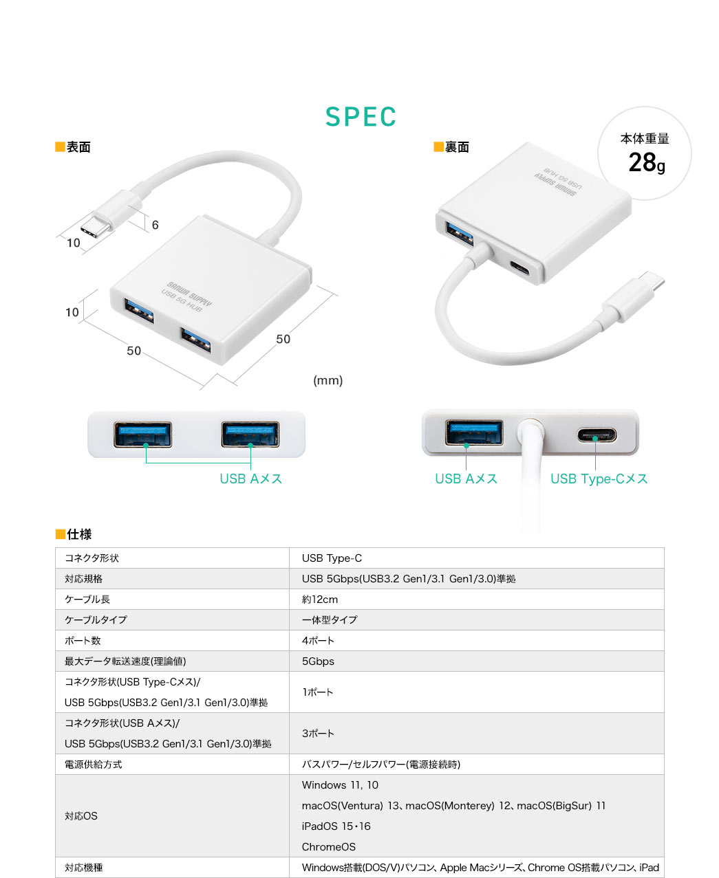 SPEC 本体重量28g