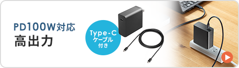 PD100W対応高出力 Type-Cケーブル付き