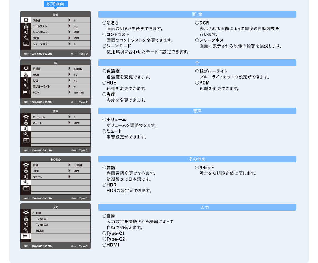 設定画面