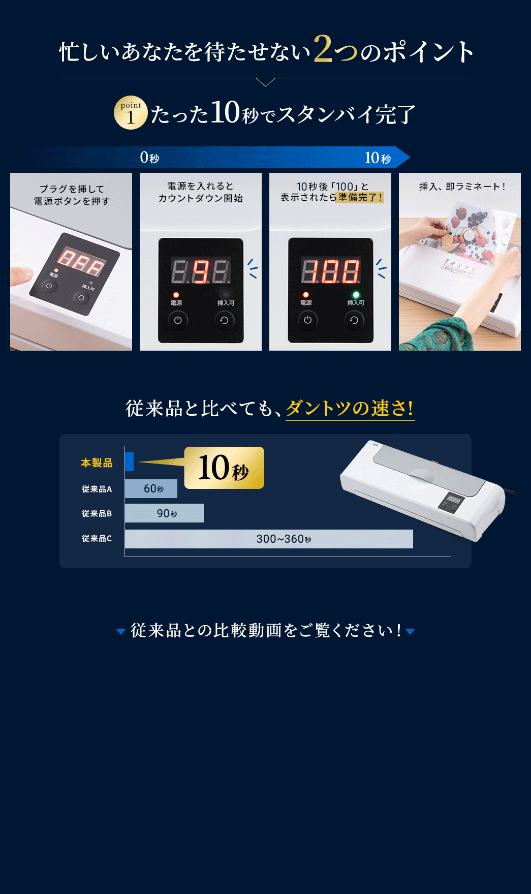 忙しいあなたを、もう待たせません。たった10秒でスタンバイ完了